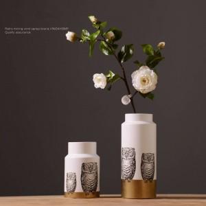 Nordic modern ceramic creative owl vase flower arrangement room personality home interior decoration ornaments