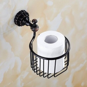Paper Holders Solid Brass Bronze Toilet Paper Basket Bathroom Shelf Wall Mounted Bathroom Accessories WC Tissue Holder FE-8607