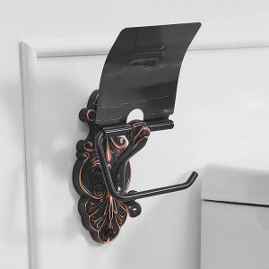 Paper Holders Toilet Wall Mounted Brass Roll Tissue Holder For Paper Towel Bathroom Accessories Black WC Paper Shelf LAD-88808