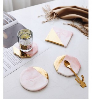 Pink Marble Coaster Creative Simple Ceramic Coaster Home Table Decoration