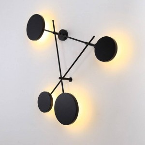 Post Morden Nordic Wall lamps LED Indoor Creative round plate Black Wall light Fixtures Brief Sconce Lighting Lamparas de Pared