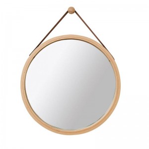 PU Leather Round Wall Mirror Decorative Mirror with Hanging Strap bathroom makeup mirror Including Hook Home Decor mx3071411