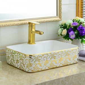 Rectangular Art Lavabo Bathroom Vessel Sinks counter top wash sink hand painted ceramic wash basin bathroom sink