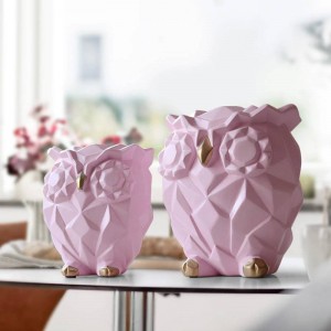 Resin figurine for gift cute Owls Animal Statues home decoration fairy Garden Kid's room craft toy statues lovely Geometric Owls