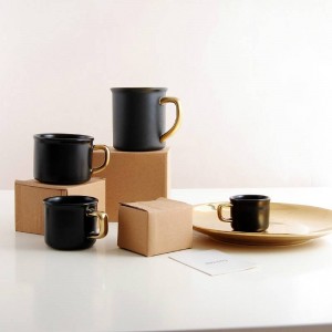  black gold American gold side ceramic mug coffee cup retro matte black gold office tea cup