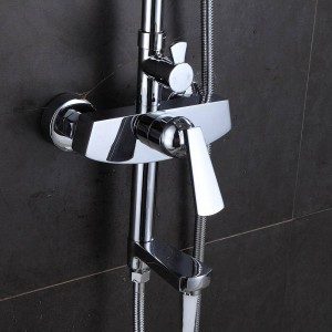 Shower Faucet Brass Chrome Wall Mounted Bathtub Faucet Rain Shower Head Round Handheld Slide Bar Bathroom Mixer Tap Set 877010