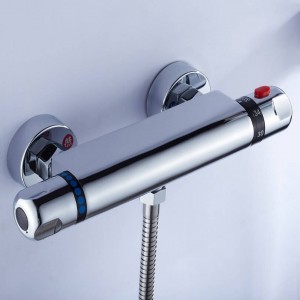 Shower Faucet Chrome Silver Wall Mounted Thermostatic Bathtub Faucet Round Rain Handheld Shower Bathroom Mixer Taps Set LAD-18046