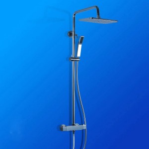 Shower Faucets Brass Chrome Wall Mount Bathroom Thermostatic Rain Shower Head Square Handheld Slide Bar Bath Mixer Tap JM-758L