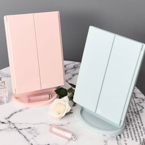 Square folding Home LED makeup mirror desktop with lamp storage tray dressing table charging makeup mirror mx12281450