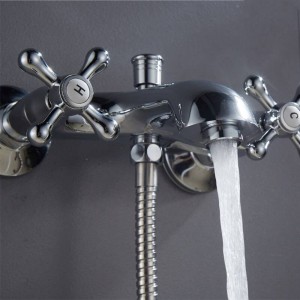 Straight hair in Poland Shower Set Bath Shower Faucet Cold and Hot Water Mixer Tap with Hand Shower Single Handle 4500-3A