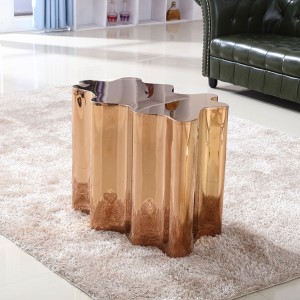 Stylish Minimalist Rose Gold Side Table 28" Stump End Table Stainless Steel