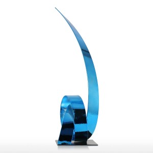 The Blue Rising Ribbon Metal Sculpture Iron Modern Sculpture Abstract Figurines Handicraft Statues for Decoration Ornament