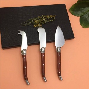 To encounter 3PCS Cheese Knife Kit Sandwich Spreader Rosewood Butter Knife Set Stainless Steel Laguiole Style Cheese Slicer