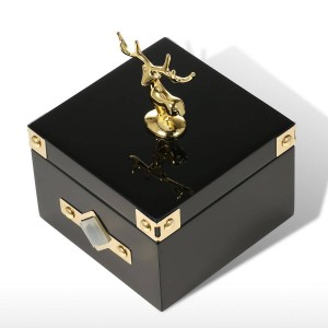 Jewelry Box Storage Case Wooden Ring Necklace Storage Box Birthday Gifts for Women Black Velvet Gift Box Jewellery Box