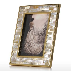  Photo Frame with Golden Shell Black Lip Shell Wooden Piano Baking Varnish Technology Office Study & Bedroom Ornaments