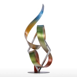  Statue Square and Ribbon Modern Sculpture Abstract Sculpture Metal Sculpture Indoor-Outdoor Home Decoration Accessories