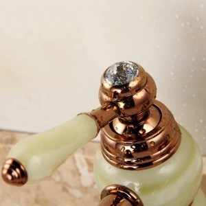 Top Grade Beauty Style Rose Golden Plated Marble Stone Basin Mixer Taps Deck Mounted Single Handle Copper Bowlder Crane