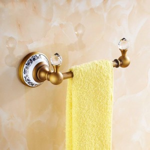 Towel Bars Solid Brass Golden Finish Single Rail Towel Holder Hanger Bathroom Shelf Wall Mounted Home Decoration Towel Rack 6318