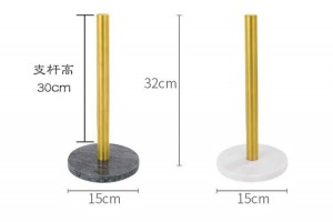 Towel Rack Natural Marble Gold Plated Kitchen Shelf Countertop Creative Roll Holder