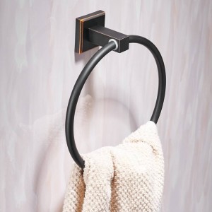 Towel Rings Modern Black Wall Mounted Towel Holder Hangers Towel Rack Bathroom Accessories Home Decor Copper Towel Bar 601007