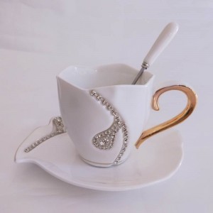  Diamonds Design Coffee Mug Creative Gift Lovers Tea Cups 3D Ceramic Mugs With Rhinestones Decoration Cups And Saucers