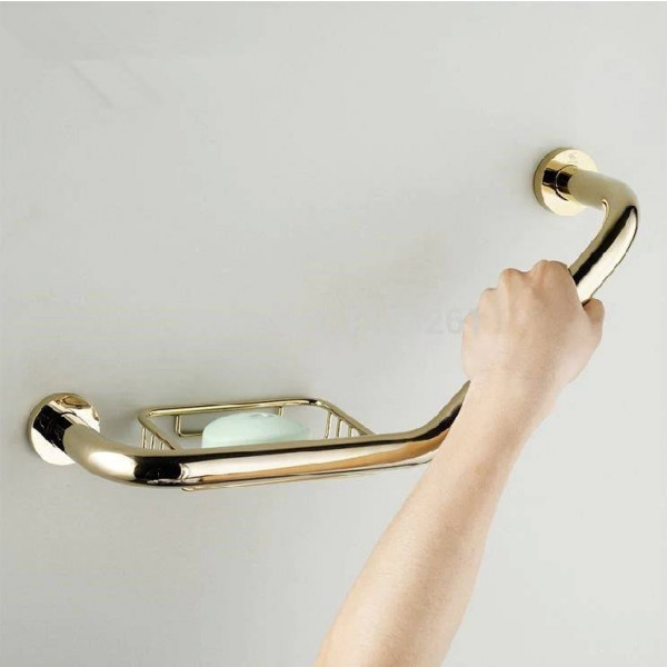 Luxury Grab Bars Gold Brass Bathroom Handle Bathtub Armrest Grab Bars ...