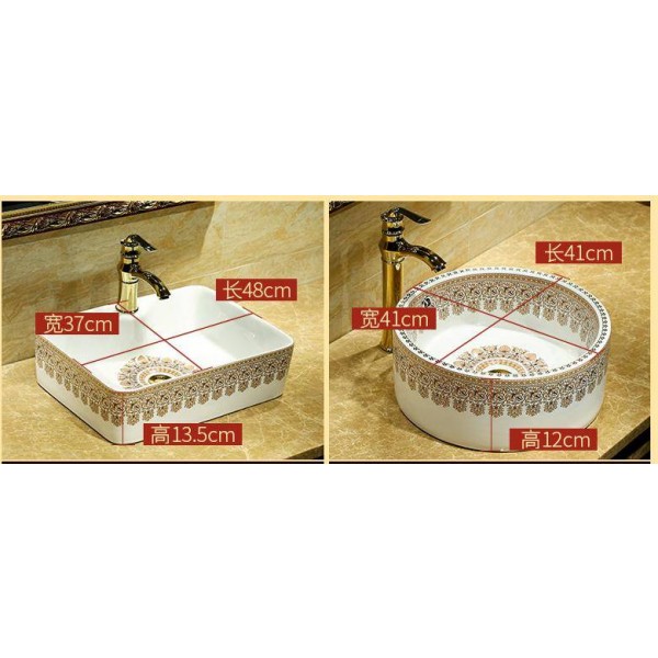 Luxury Rectangular Ceramic Painting Art Lavabo Bathroom Vessel Sinks ...