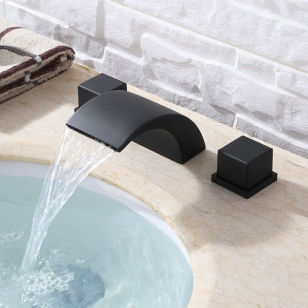 Luxury Victoria Modern Waterfall Widespread 2-Handle Bathroom Sink ...