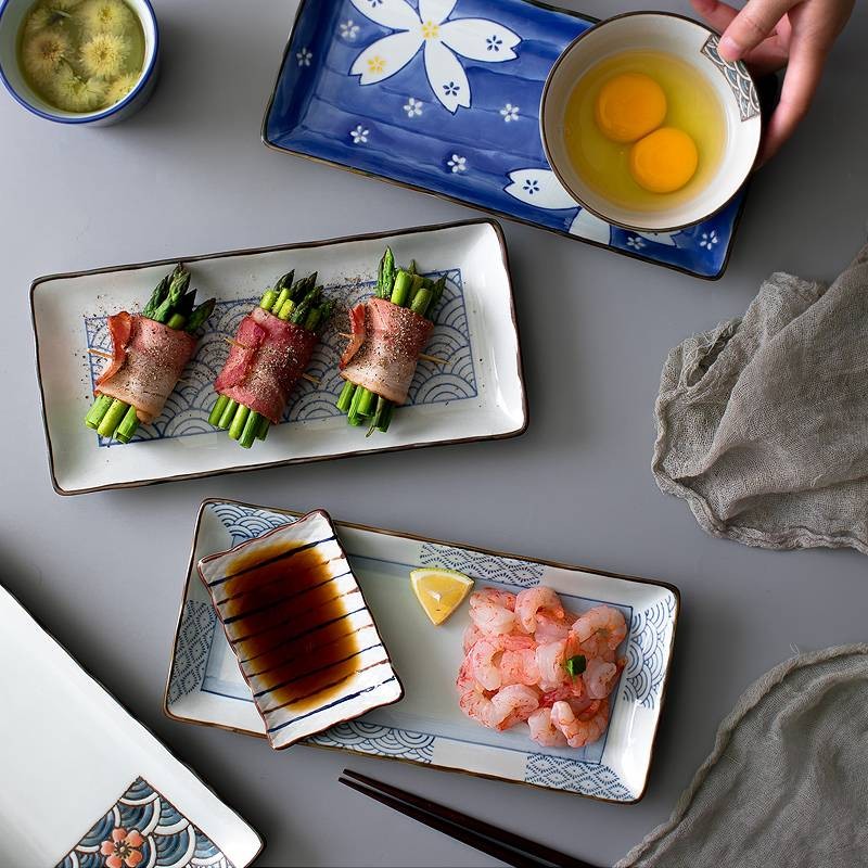 Sashimi Gray white gothrim style Sanama dish Japanese dish plates traditional oriental asian Rectangle plate for grilled fish Sushi 285 x 122 x 20mm Tempura Plate size