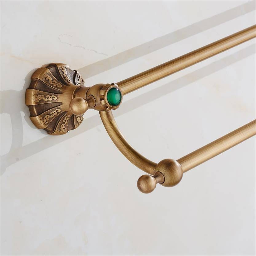 Luxury Antique Bronze Finish Toilet Brass Double Towel Bar Vintage ...