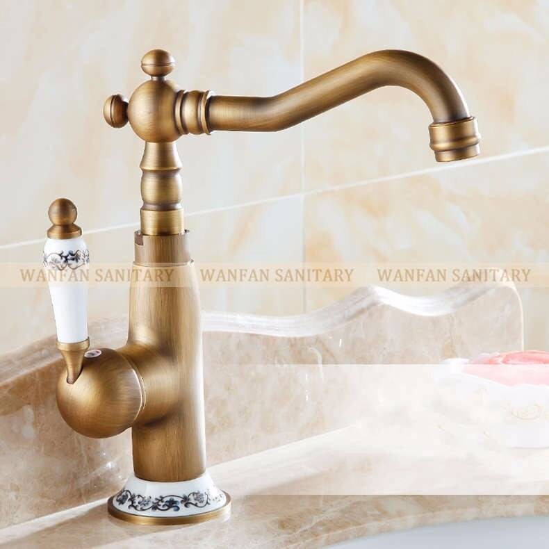 Wall Mounted Brass Basin Faucet Single Handle Mixer Tap Hot Cold Bathroom Water 