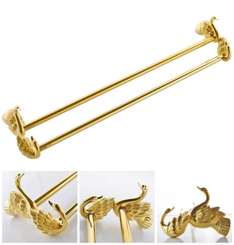 Details about   Bathroom Accessories Hardware Set Golden Swan Toilet Paper Holder Towel Rack Bar 