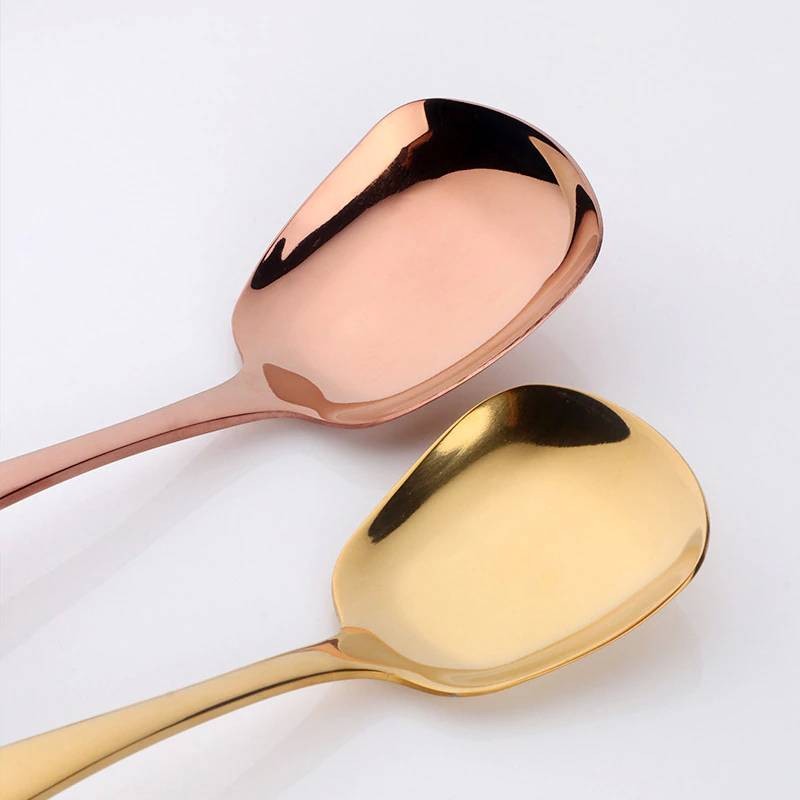 Luxury 8-Piece Spoons Stainless Steel 304 Flat Scoop Iridescent Rainbow ...