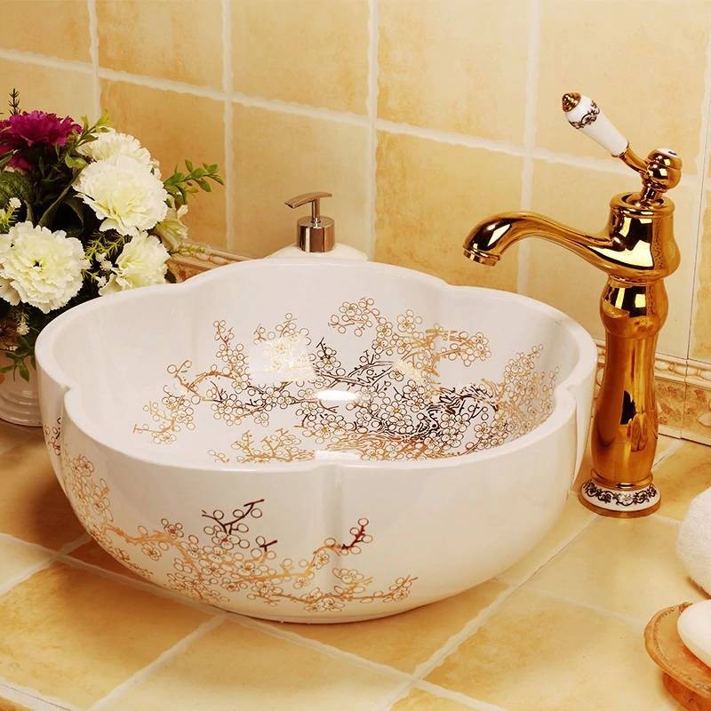 Luxury Handmade Lavabo Washbasin Art Wash Basin Ceramic Counter Top Bathroom Sinks Vessel Sink Bowl - Decorative Ceramic Bathroom Sinks