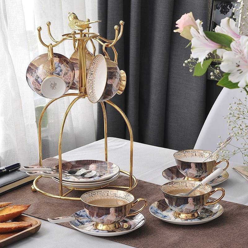 Luxury Coffee cup set European luxury retro ceramics tea cup set beauty Lady Bone porcelain British Teatime Afternoon Coffee Cups,Coffee cup set European luxury retro ceramics tea cup set beauty Lady Bone