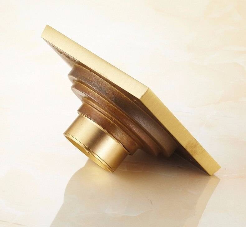 10 cm x 10 cm Antique Brass Floor Drain Bath Hair Trap Shower Basin Stub 