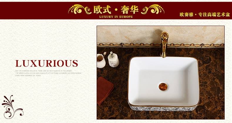 Luxury Europe style rectangular sink Art Counter Top ceramic lavabo ...