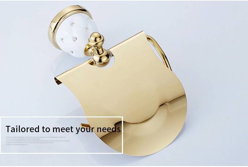 Luxury Gold Toilet Paper Holder with diamond Roll Holder Tissue Holder Solid Brass Bathroom ...