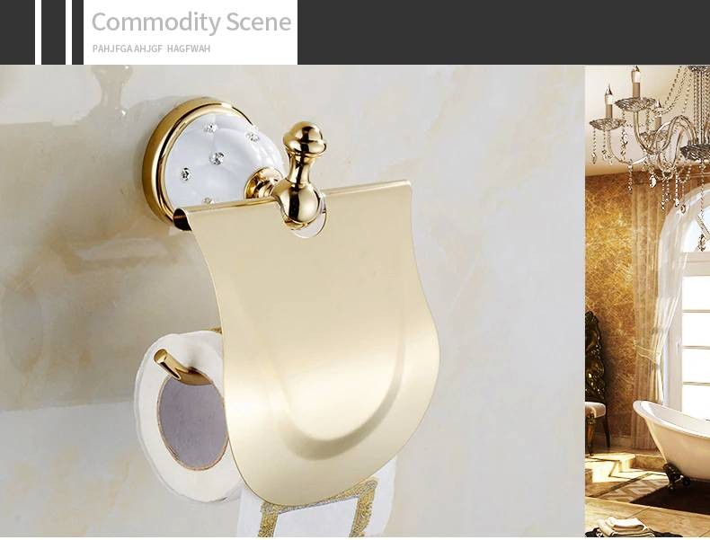 Luxury Gold Toilet Paper Holder with diamond Roll Holder Tissue Holder Solid Brass Bathroom ...