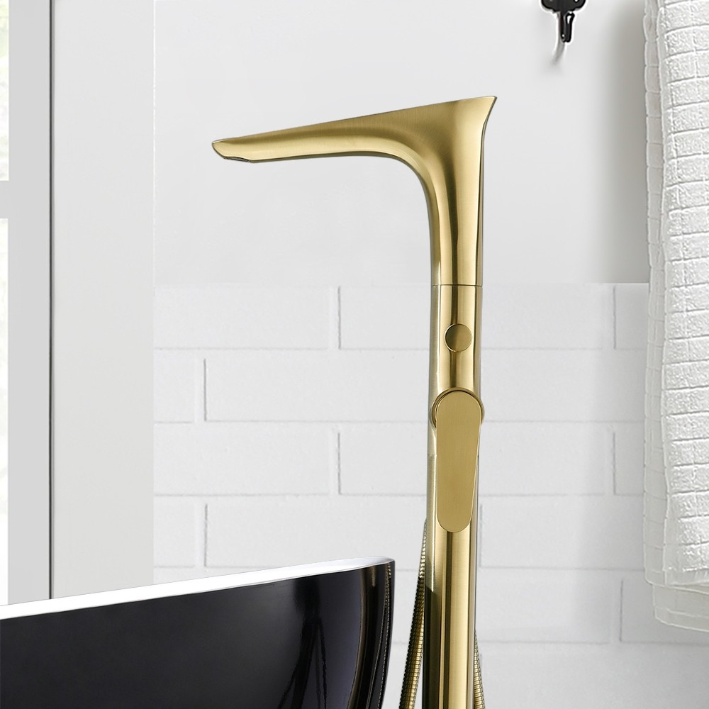 Details about   Modern Floor Mounted Freestanding Solid Brass Tub Filler Faucet & Hand Shower US 