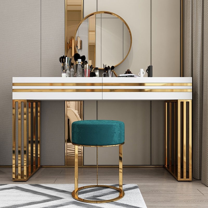 Luxury Modern Stylish 47" White Vanity Table Set White ...