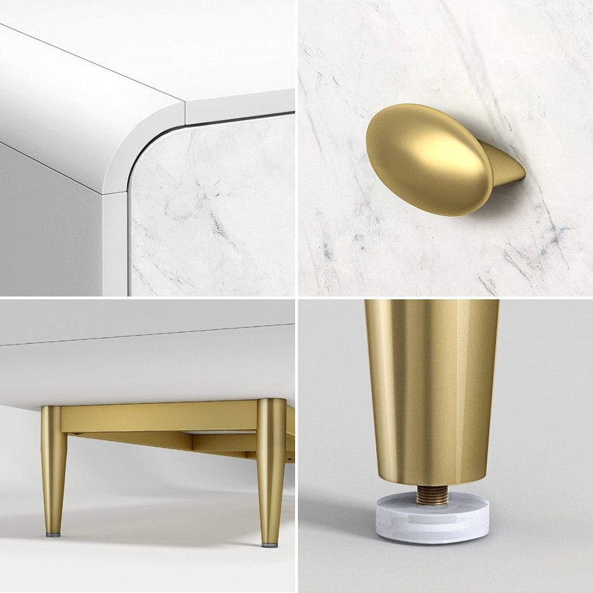 Luxury Modern White 7 Drawer Accent Cabinet Storage Dresser Cabinet With Gold Legs Modern White 7 Drawer Accent Cabinet Storage Dresser Cabinet With Gold Legs For Sale