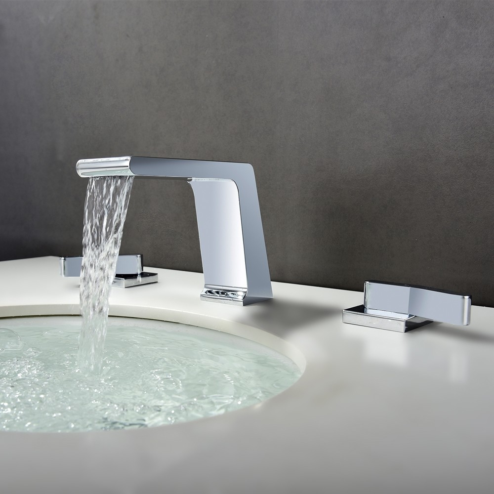 Luxury Rosa Contemporary Chrome Waterfall Spout Widespread Double ...