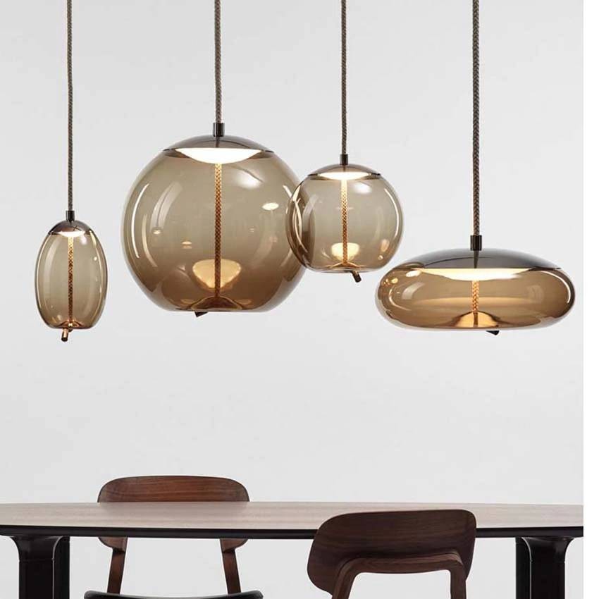 Image showcasing Luxury Scandinavian glass Pendant Lights nordic stained glass lampshade ...