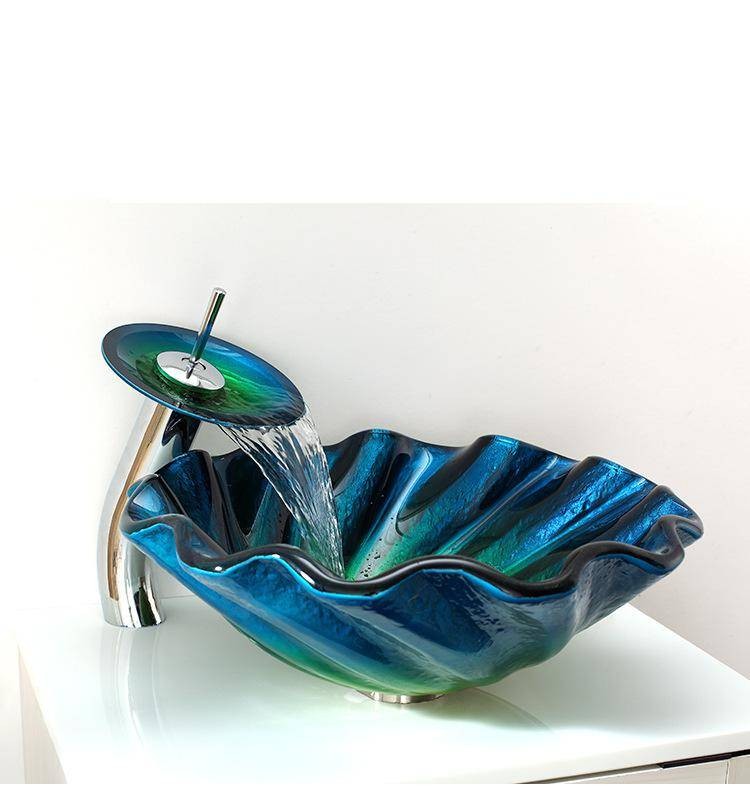 Luxury Toughened Glass Washbasin Podium Bathroom Abnormity Art Basin Sanitary Ware Bowl Sink Blue Wash - Bathroom Glass Wash Basin Luxury Toughened Glass Washbasin Podium Bathroom Abnormity Art Basin Sanitary Ware Bowl Sink Blue Wash - Bathroom Glass Wash Basin