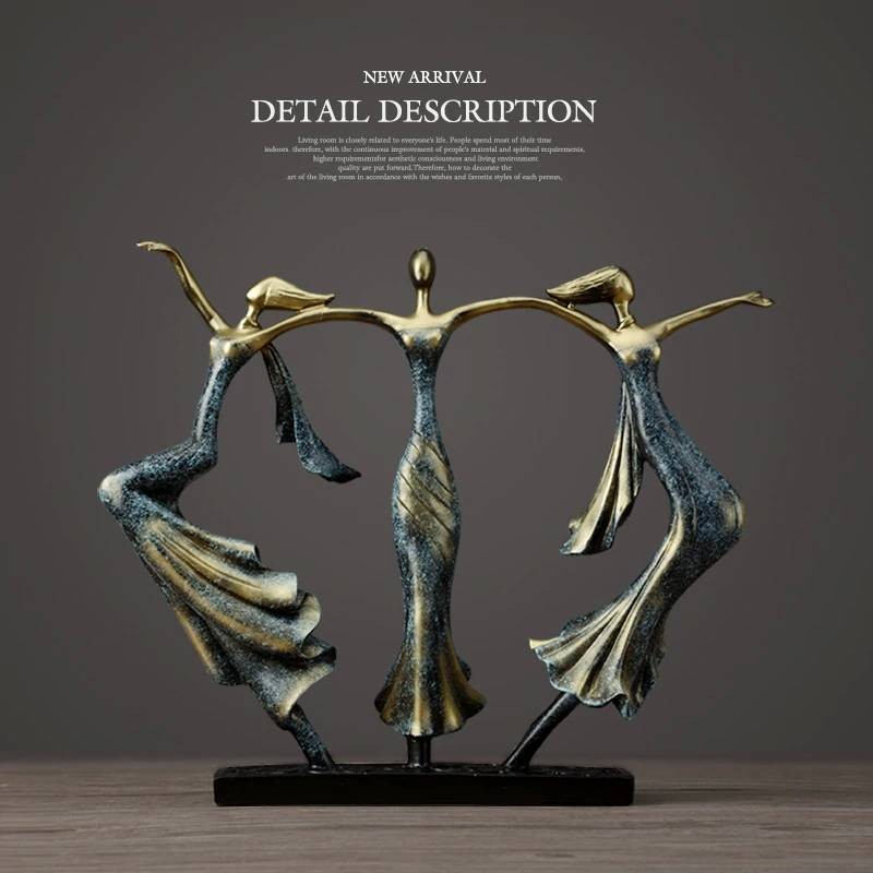 33 cm Lovely  Dancing Couple Resin Figurine Bronze Effect Ornament Gift 