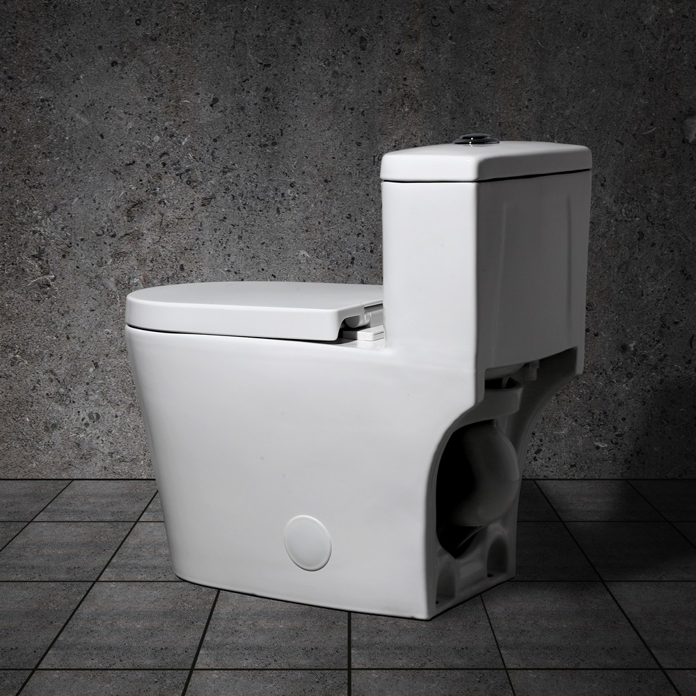 JinYuZe One-Piece Dual Flush Toilet,Elongated White Water Sense Labeled Top-Mount Buttons Slow Close Seat Siphon Jet Toilet,0.8/1.6 GPF,1.6 Gallons,cUPC Certificated 