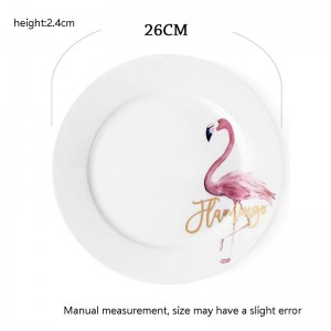 10inch créatif peint à la main assiette de motif Flamingo Accueil petit déjeuner Spaghetti Omelette soucoupe Steak plat Bone Vaisselle