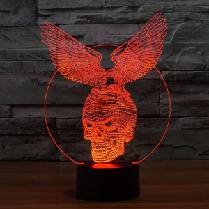 Creative illusion 3D lampe, acrylique 7 couleurs changeantes forme aigle & crâne LED lumière de nuit usb atmosphère table lampe nouveauté éclairage