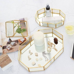 Boîte à bijoux nordique en verre maquillage créatif bureau anneau de rangement plateau décorations de la salle plateau d'affichage